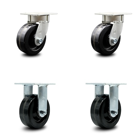 Service Caster 5 Inch Kingpinless Phenolic Wheel Swivel Caster Swivel 2 Rigid SCC, 2PK SCC-KP30S520-PHR-2-R-2